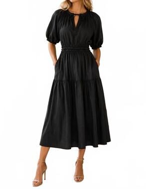 NEW ELIE TAHARI midi short sleeves dress in black